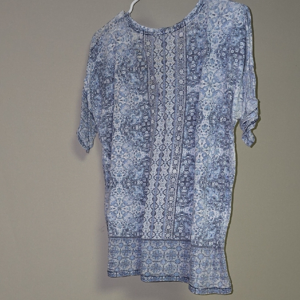 Lucky Brand Light Blue Patterned Blouse - Picture 4 of 4